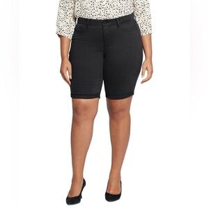 NWT NYDJ Briella Short Roll Cuff Black Denim Shorts Size 16W